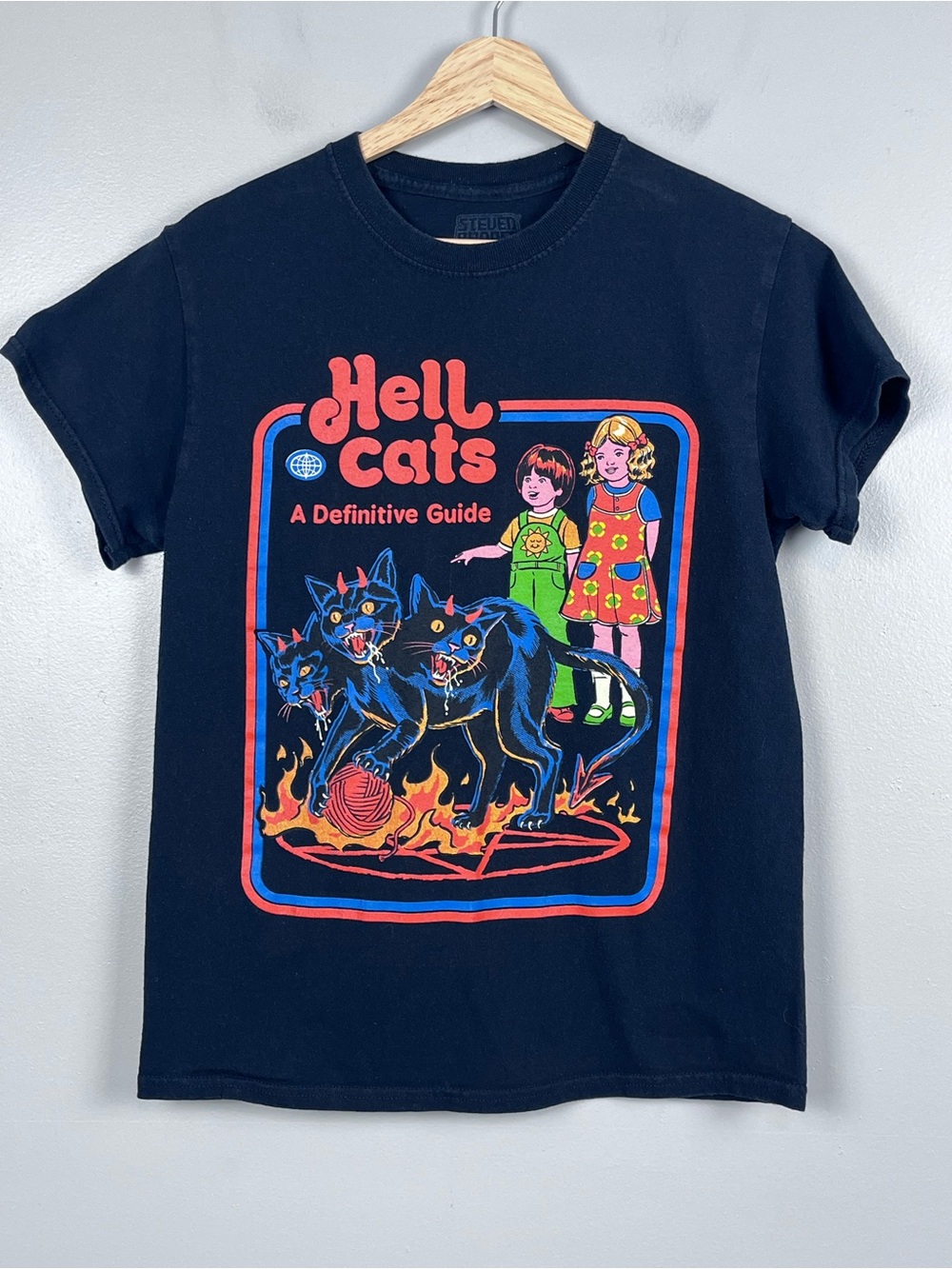 Steven Rhodes Youth 100% Cotton Hell Cats Graphic Print Tee Shirt Size S; Scary